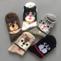 5 par moda kolorowe Kawaii Cute Cartoon bawełniane skarpetki damskie Harajuku koreański kot pies sowa kaczka Fox skarpety dziewczęce 4